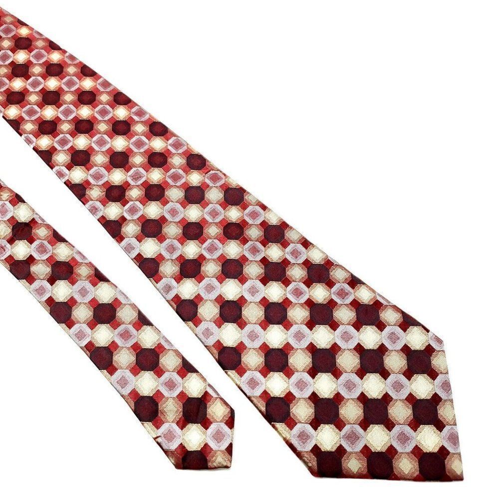 Van Heusen Silk Tie Woven Red‎ Geometric Wide